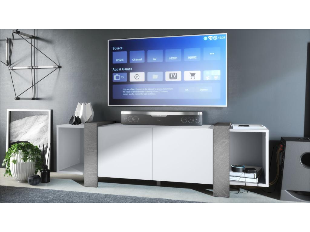 TV Stand - White, 149 x 45.5 x 34 cm