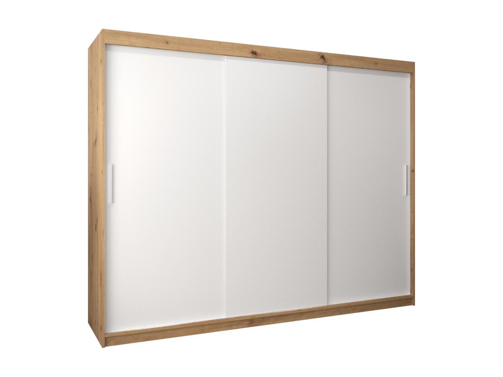 3-Door Wardrobe - Sliding Doors, Argente/White/Brown, 200 x 250 x 62