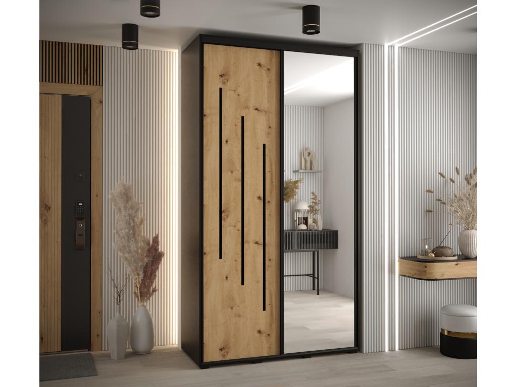 2-Door Wardrobe - Sliding Doors, Brown/Black, 235.2 x 140 x 60