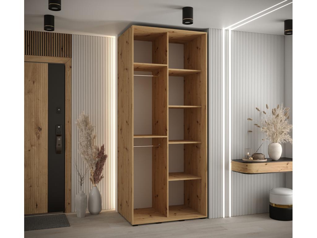 2-Door Wardrobe - Sliding Doors, Argente/White/Naturel Light, 235.2 x 110 x 60