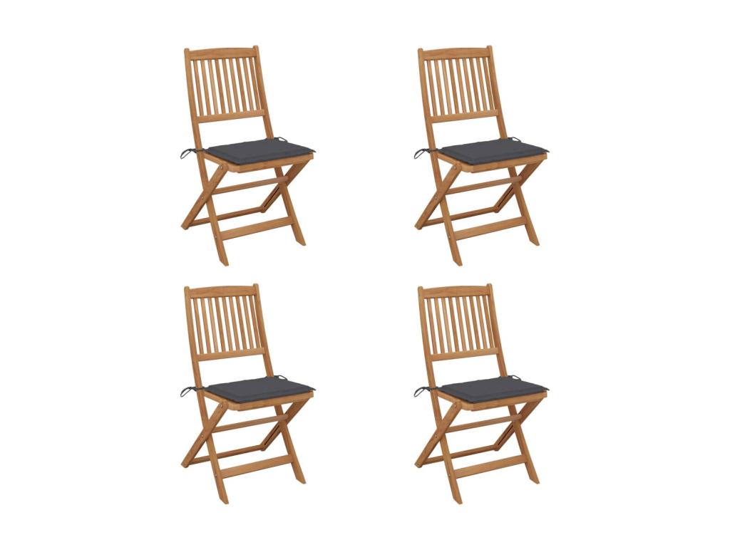 Chair (Set of 4) - with Cushions, Gray, Wood