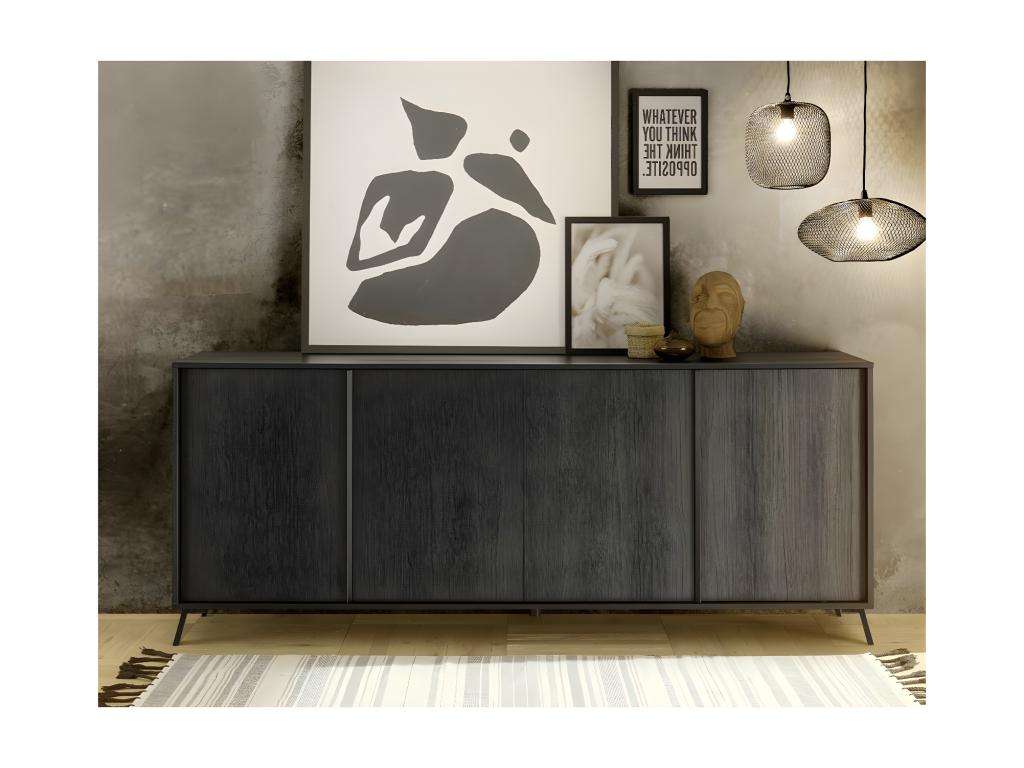 4-Door Sideboard - Black