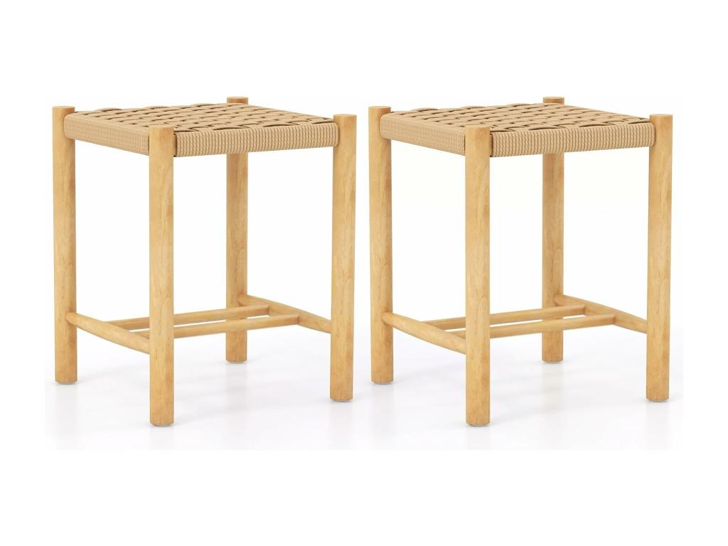 Bar Stools (Set of 2) - Naturel Light, 36 x 36 x 45 cm