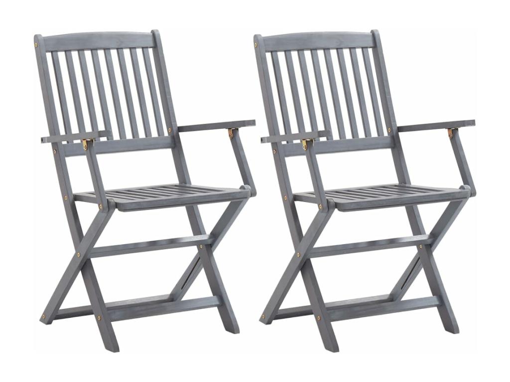Chair (Set of 2) - with Cushions, Gray, Wood