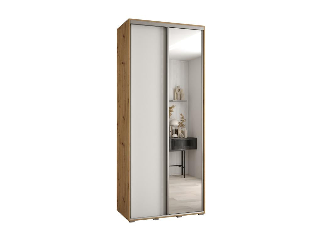 2-Door Wardrobe - Sliding Doors, Argente/White/Naturel Light, 235.2 x 110 x 60