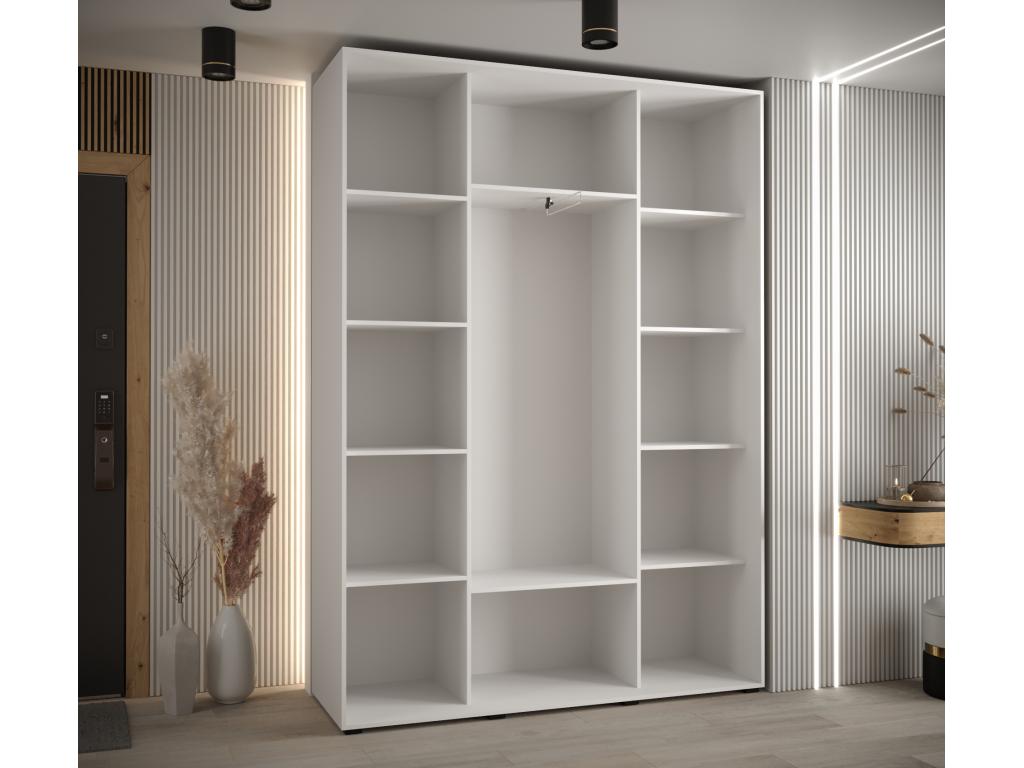 3-Door Wardrobe - Sliding Doors, White/Black, 235.2 x 160 x 45