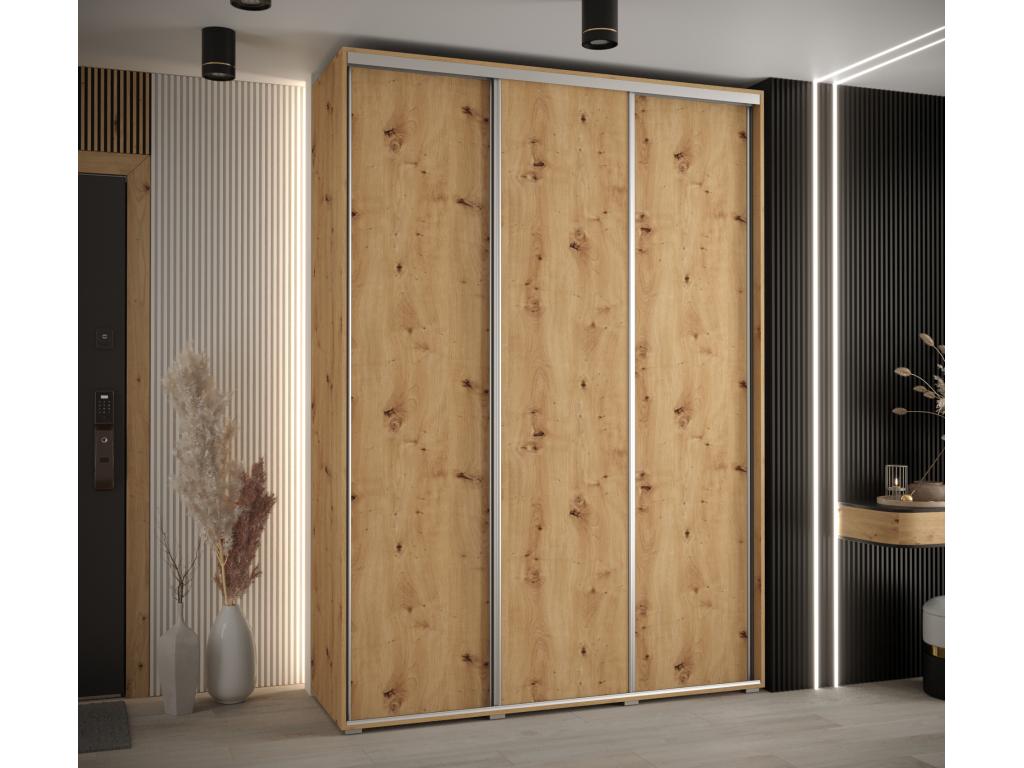 3-Door Wardrobe - Sliding Doors, Argente/Naturel Light, 235.2 x 170 x 45