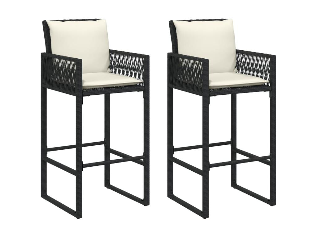 Bar Stools (Set of 2) - with Cushions, Black, Resin
