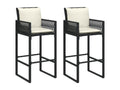 Bar Stools (Set of 2) - with Cushions, Black, Resin
