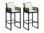 Bar Stools (Set of 2) - with Cushions, Black, Resin
