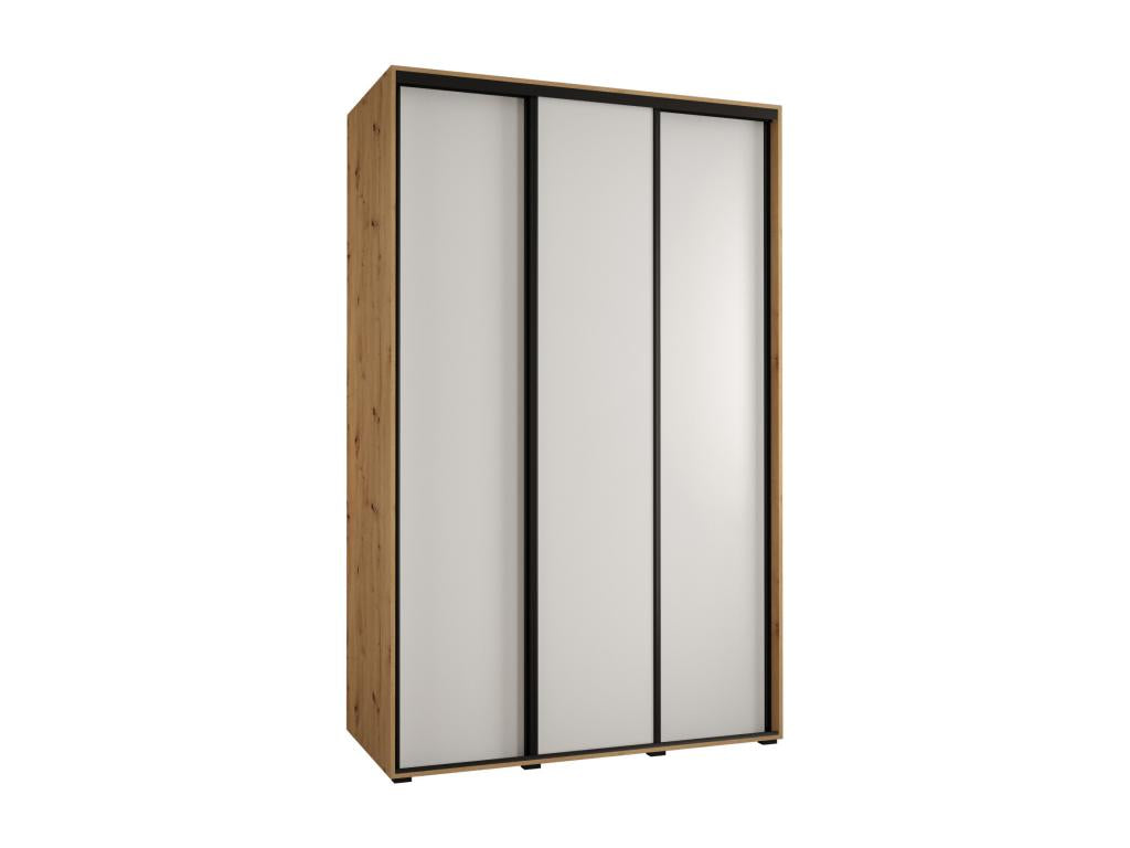 3-Door Wardrobe - Sliding Doors, White/Naturel Light/Black, 235.2 x 150 x 45