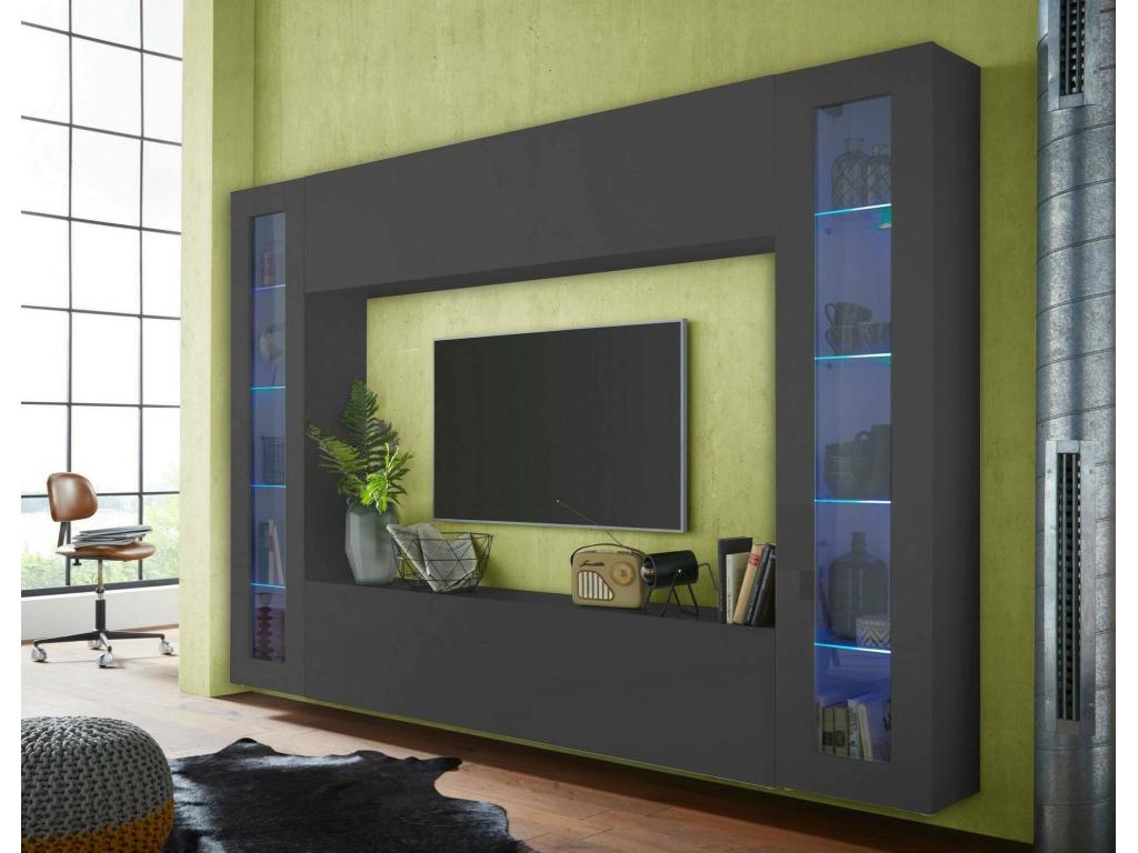 4-Door Display Cabinet - Gris Anthracite, 260 x 30 x 180 cm