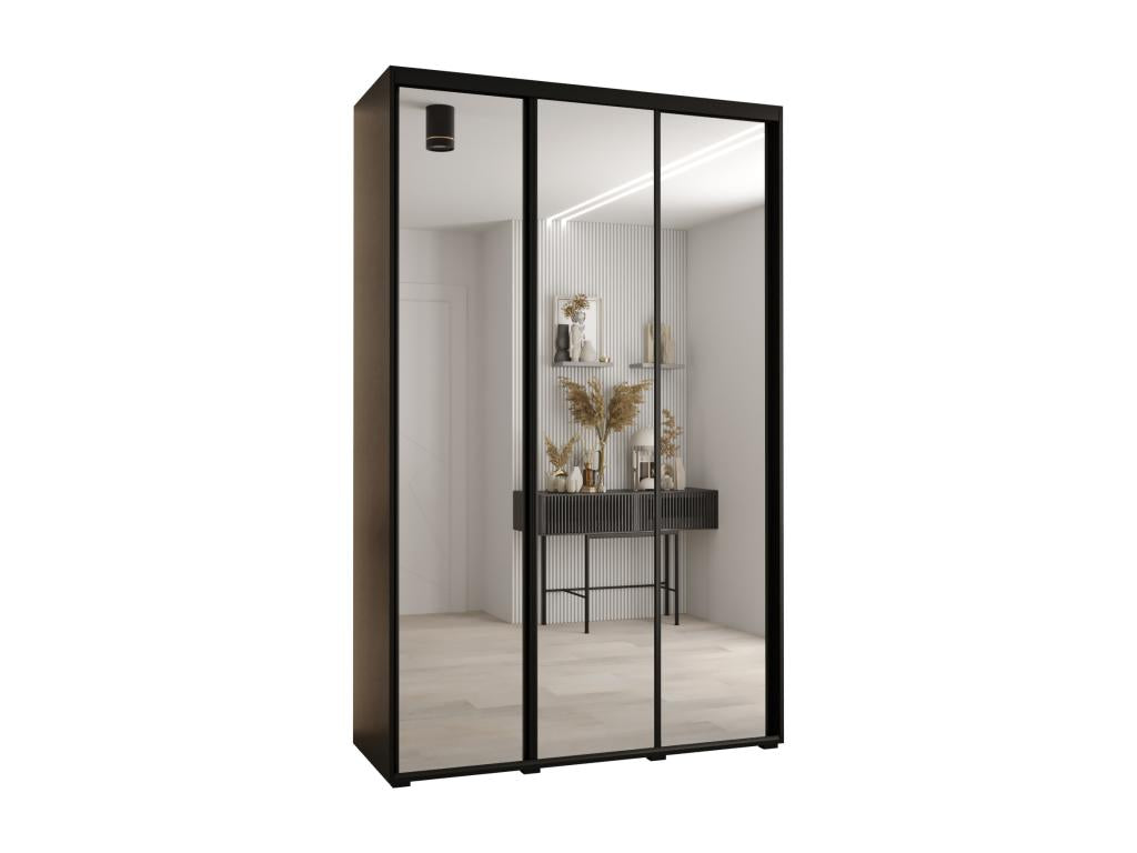 3-Door Wardrobe - Sliding Doors, Black, 235.2 x 150 x 45