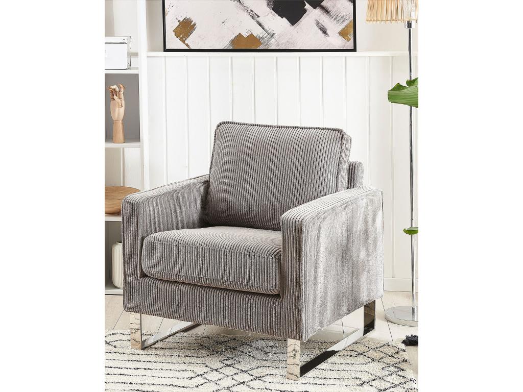 Armchair - Gray, Velvet