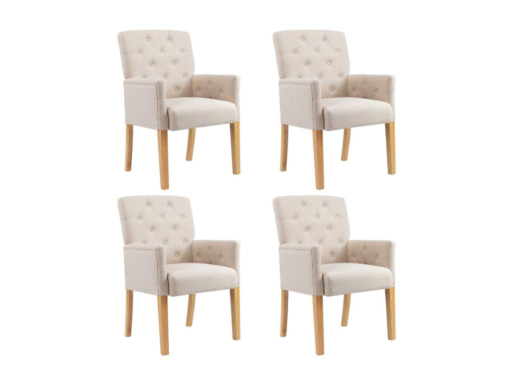 Dining Chairs (Set of 4) - Beige, Fabric