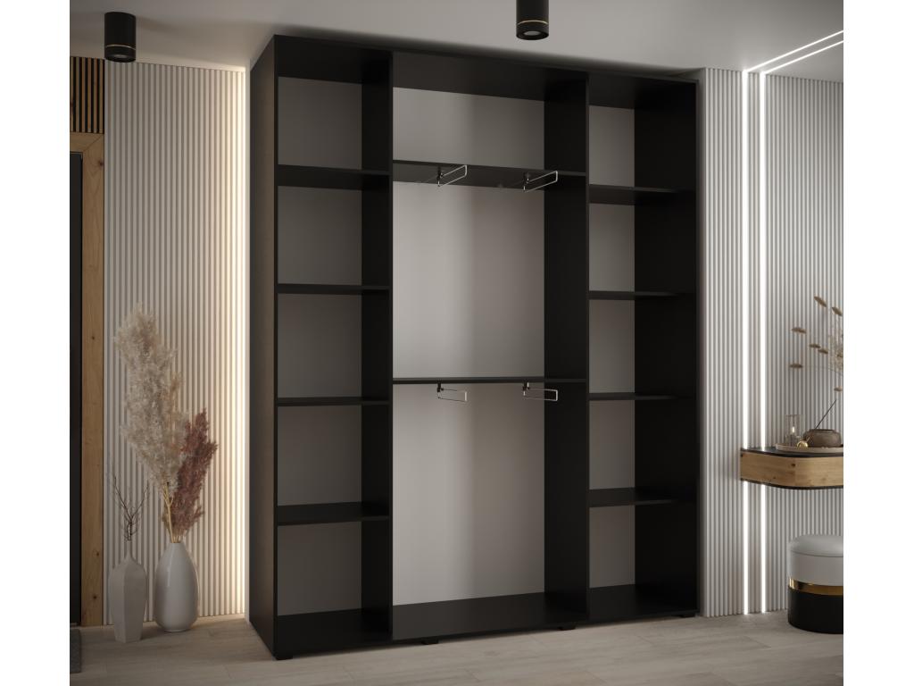 3-Door Wardrobe - Sliding Doors, Argente/Naturel Light/Black, 235.2 x 190 x 45
