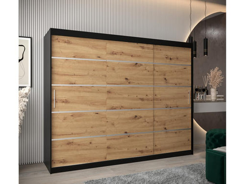 3-Door Wardrobe - Sliding Doors, Argente/Brown/Black, 200 x 250 x 62