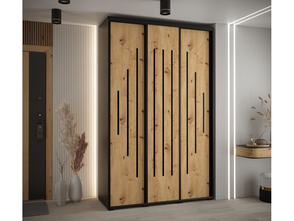 3-Door Wardrobe - Sliding Doors, Brown/Black, 235.2 x 160 x 60