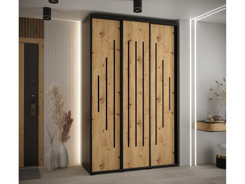 3-Door Wardrobe - Sliding Doors, Brown/Black, 235.2 x 160 x 60