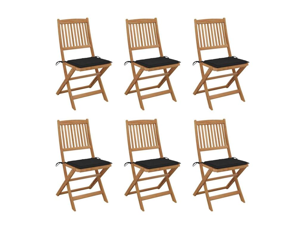 Chair (Set of 6) - with Cushions, Black, Wood