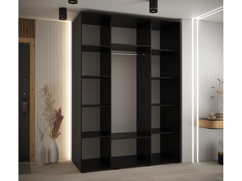 3-Door Wardrobe - Sliding Doors, Brown/Black, 235.2 x 160 x 60