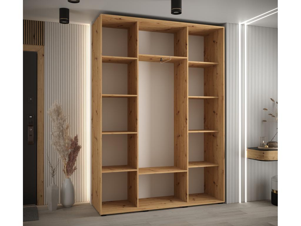 3-Door Wardrobe - Sliding Doors, Argente/Naturel Light, 235.2 x 170 x 45
