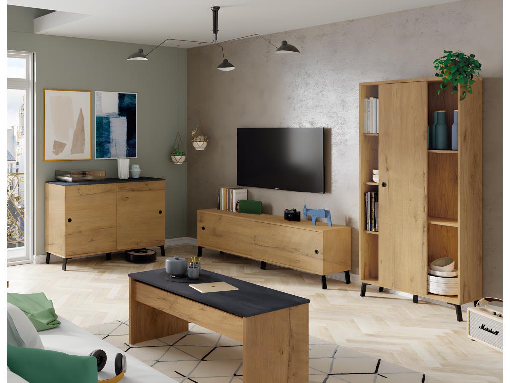 Bookcase - Sliding Doors, Naturel Light