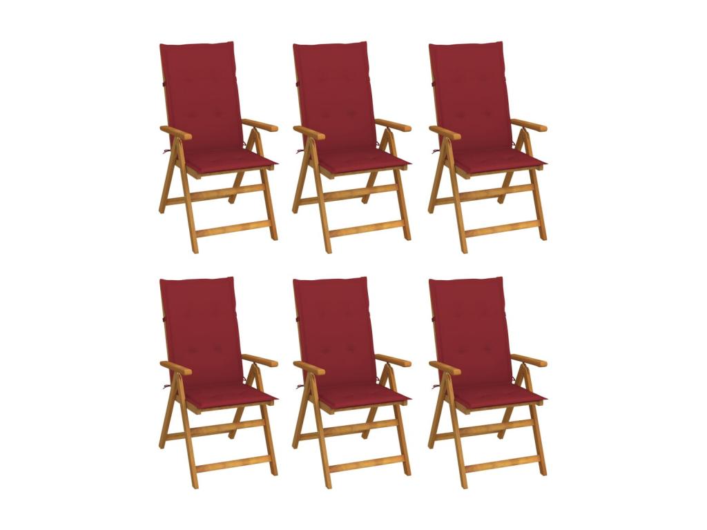 Chair (Set of 6) - with Cushions, Red, Wood
