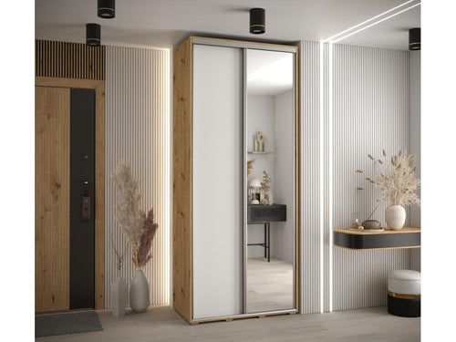 2-Door Wardrobe - Sliding Doors, Argente/White/Naturel Light, 235.2 x 110 x 60