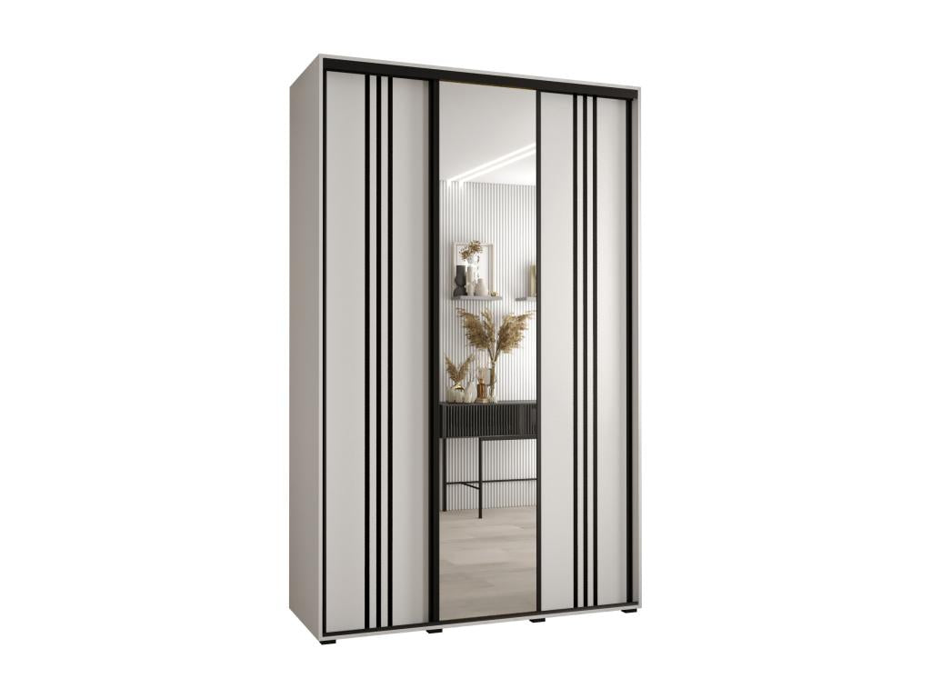 3-Door Wardrobe - Sliding Doors, White/Black, 235.2 x 160 x 45