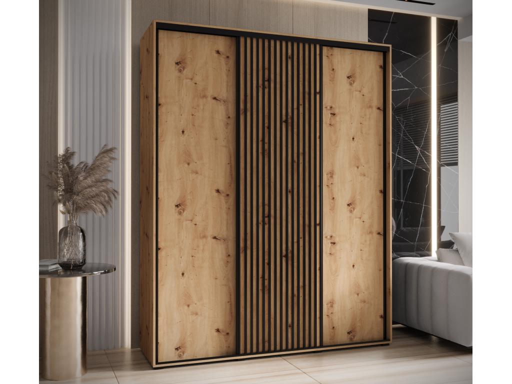 3-Door Wardrobe - Sliding Doors, Brown, 235.2 x 200 x 60