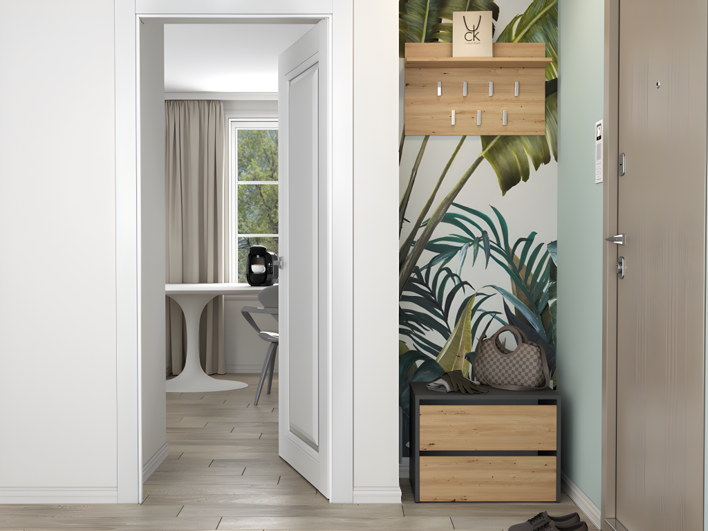 2-Door Cabinet - Brown/Gray, 60 x 36 x 44 cm