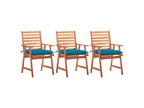 Dining Chairs (Set of 3) - with Cushions, Blue