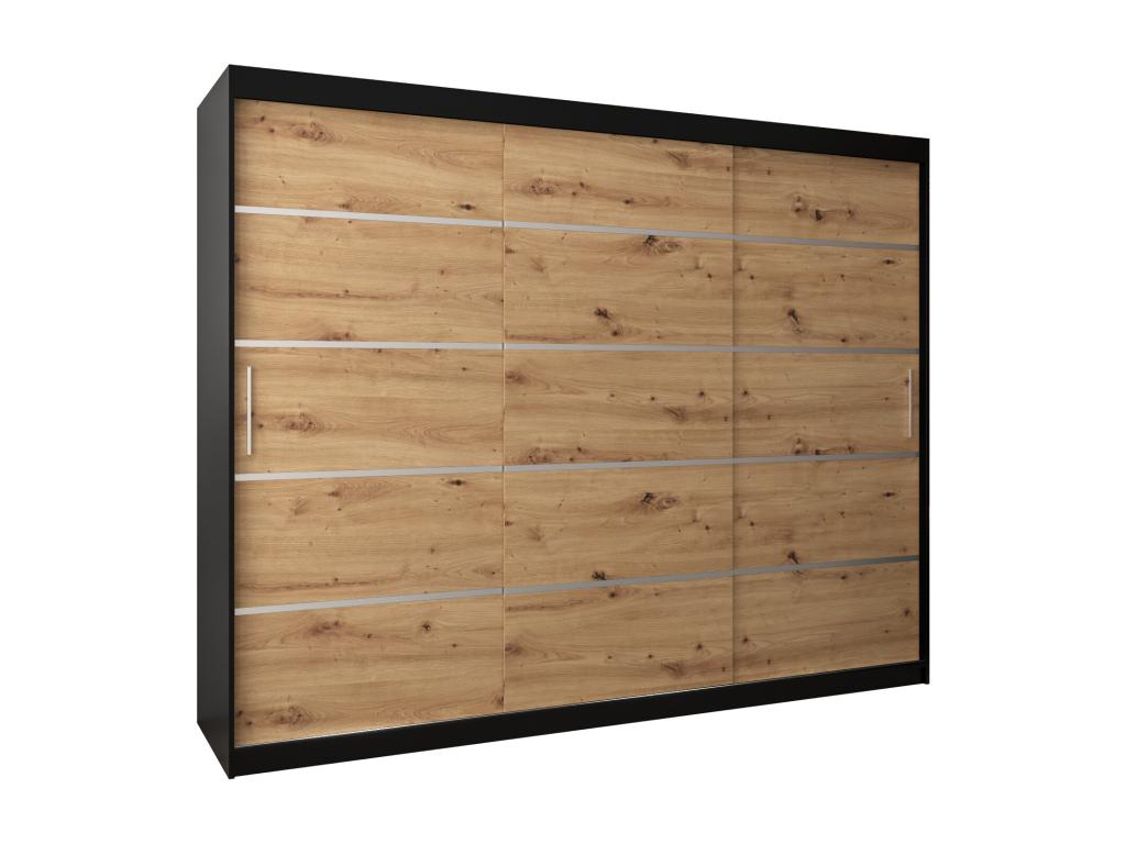 3-Door Wardrobe - Sliding Doors, Argente/Brown/Black, 200 x 250 x 62