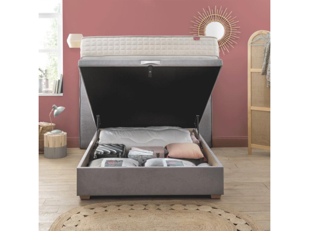 Storage Bed - Gray, Velvet