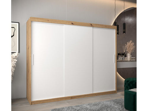 3-Door Wardrobe - Sliding Doors, Argente/White/Brown, 200 x 250 x 62