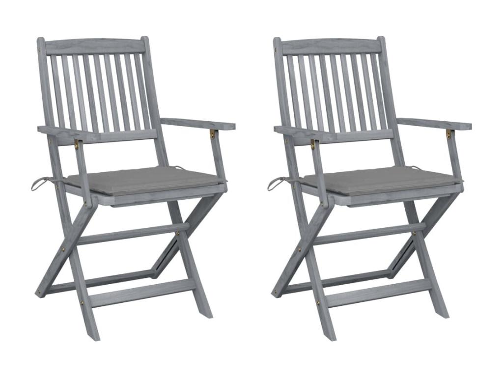 Chair (Set of 2) - with Cushions, Gray, Wood