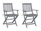 Chair (Set of 2) - with Cushions, Gray, Wood