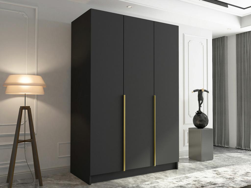 Wardrobe - Black, 215 x 150 x 58 cm