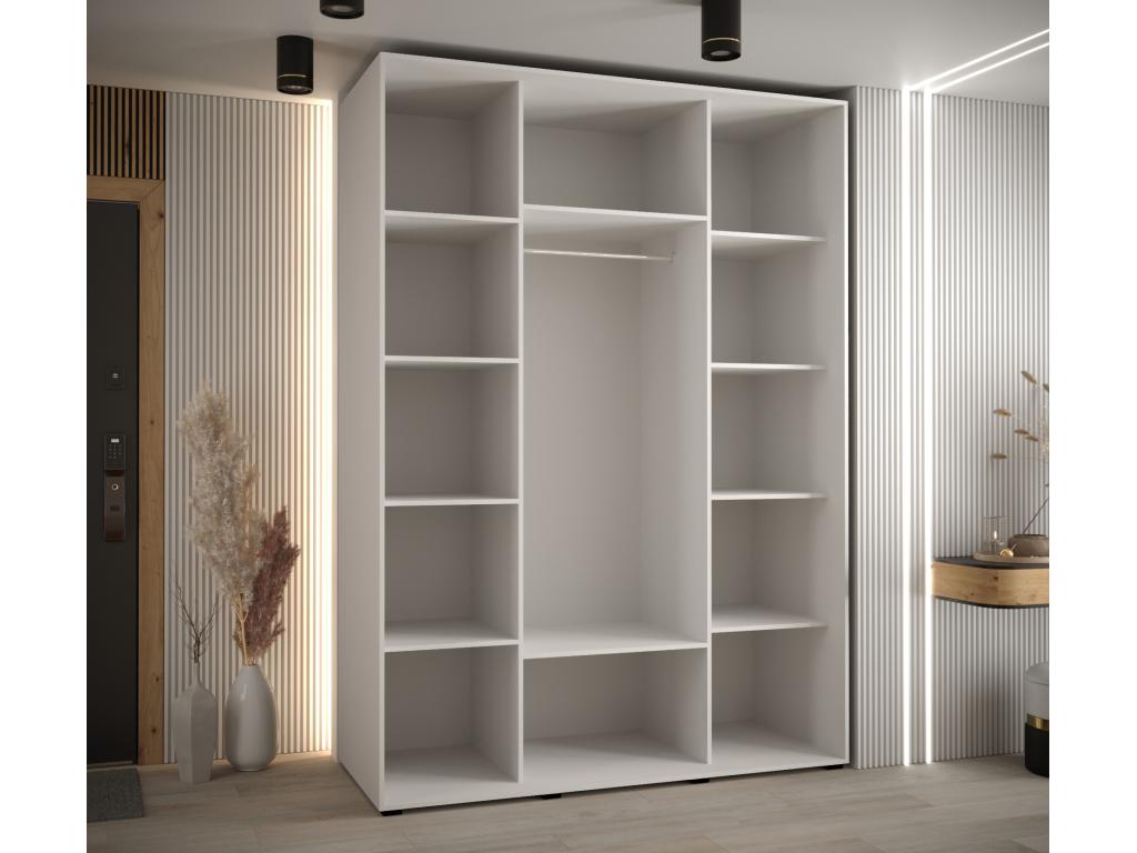 3-Door Wardrobe - Sliding Doors, White/Black, 235.2 x 170 x 60
